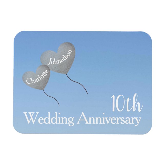Magnet Flexible 10e anniversaire mariage en boîte cadeau / faveur (Horizontal)