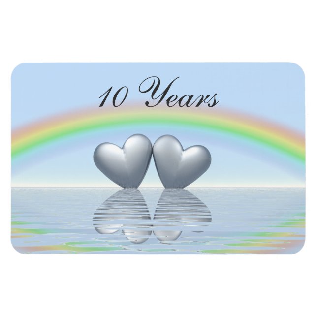 Magnet Flexible 10e anniversaire Tin Hearts (Horizontal)