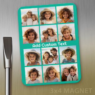 Magnet Flexible 12 Collage de photos - Vert émeraude et texte pers