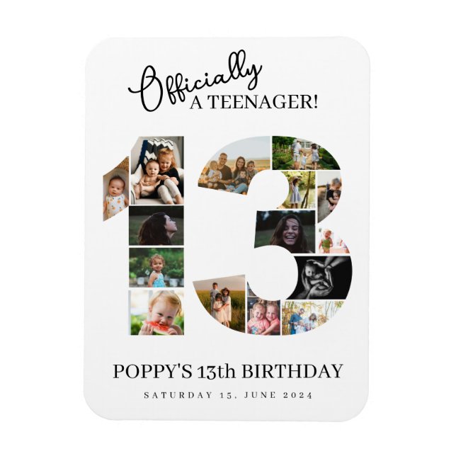 Magnet Flexible 13e anniversaire officiellement un collage photo a (Vertical)