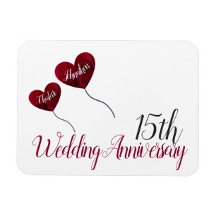 Magnet Flexible 15e anniversaire du mariage ballons de coeur rouge