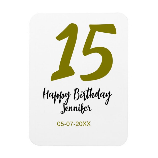 Magnet Flexible 15e anniversaire quiencenera ajouter date année or (Vertical)