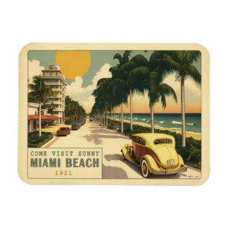 Magnet Flexible 1920s Retro Miami Beach Ocean Drive Postcard