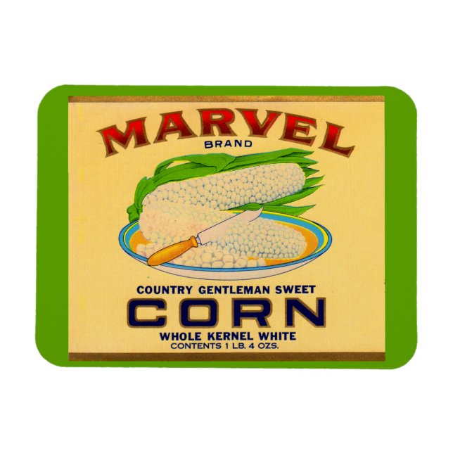 Magnet Flexible 1930 Marvel étiquette de maïs en conserve (Horizontal)