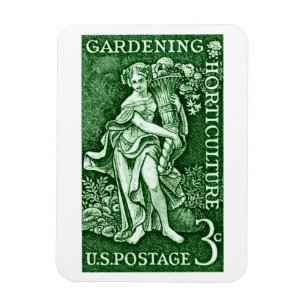 Magnet Flexible 1958 faisant du jardinage + Timbre d'horticulture