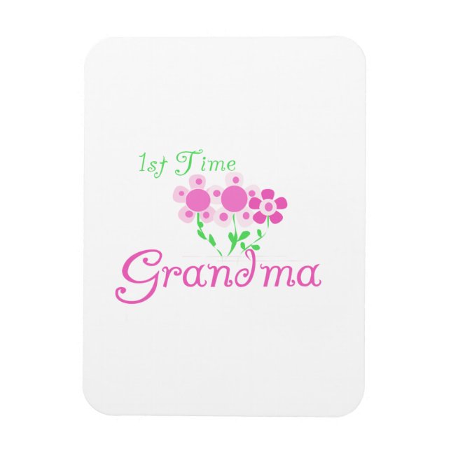 Magnet Flexible 1ère fois Grandma Fleurs roses cadeaux (Vertical)