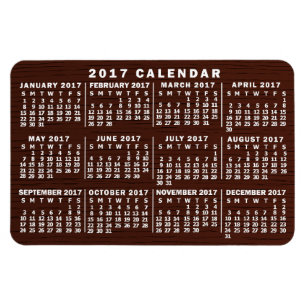 Magnet Flexible 2017 Année Calendrier mensuel Grain de bois Brown