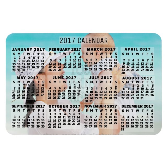 Magnet Flexible 2017 Year Monthly Calendar Black | Add Photo (Horizontal)