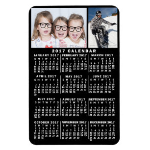 Magnet Flexible 2017 Year Monthly Calendar Black Photo Template