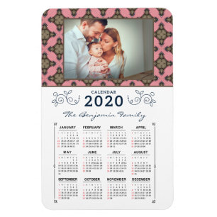 Magnet Flexible 2020 Photo Personnaliser le calendrier Motif rose