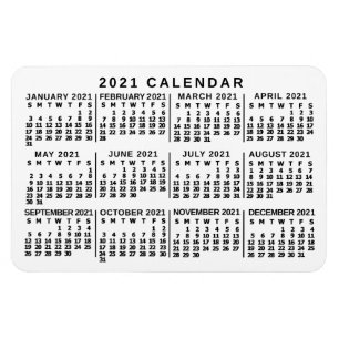Magnet Flexible 2021 Year Monthly Calendar Classic White and Black