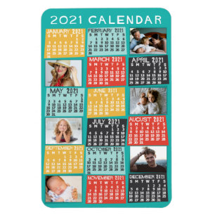 Magnet Flexible 2021 Year Monthly Calendar Modern Photo Collage