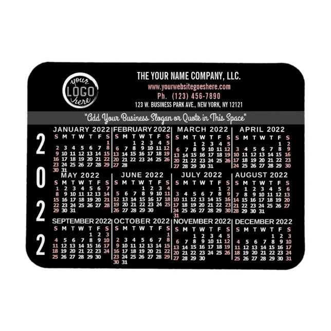 Magnet Flexible 2022 Calendrier personnalisé Nom du logo commercia (Horizontal)
