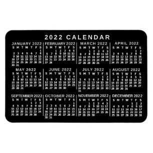Magnet Flexible 2022 Year Monthly Calendar Classic Black and White