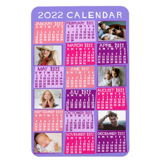 Magnet Flexible 2022 Year Monthly Calendar Cute Mod Photo Collage (Vertical)