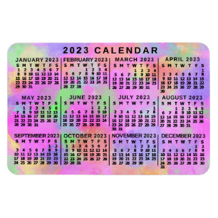 Magnet Flexible 2023 Année Calendrier mensuel Peinture arc-en-ciel
