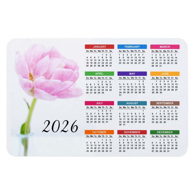 Magnet Flexible 2023 Belle Pivoine Rose | Calendrier Floral (Horizontal)