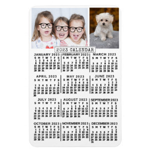 Magnet Flexible 2023 Year Monthly Calendar White Photo Template