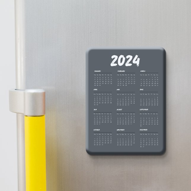 Magnet Flexible 2024 Calendar Black And White Simple  (2024 Calendar Black And White Simple Magnet)