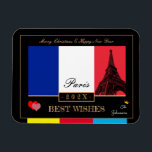 Magnet Flexible 2024 French Flag & Eiffel Happy New Year, France<br><div class="desc">Flexible Magnet - Card: Celebrate Christmas holidays & New Year with your friends and family with custom "Best Wishes" cool fridge magnet / card featuring featuring French Flag and Eiffel Tower,  France with easily personalized texts and date 202x. Can be customized for birthdays or any other wishes.</div>