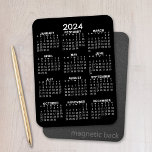 Magnet Flexible 2024 Full Year View Calendar - Basic Minimal<br><div class="desc">Black and White - A minimal,  basic 12 month calendar with a solid color background. A standard look for your home office or school locker.</div>