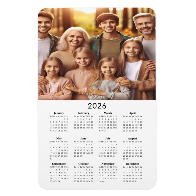 Magnet Flexible 2026 Classic Full Bleed Calendrier avec photo (Vertical)