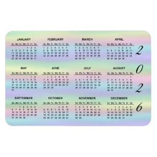 Magnet Flexible 2026 Pastel Arc-en-ciel Calendrier holographique M