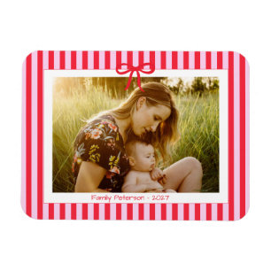 Magnet Flexible 2027 famille rayures rouges nœud tendance chic