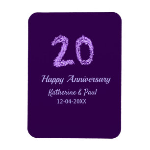 Magnet Flexible 20e heureux anniversaire ajouter nom du couple dat