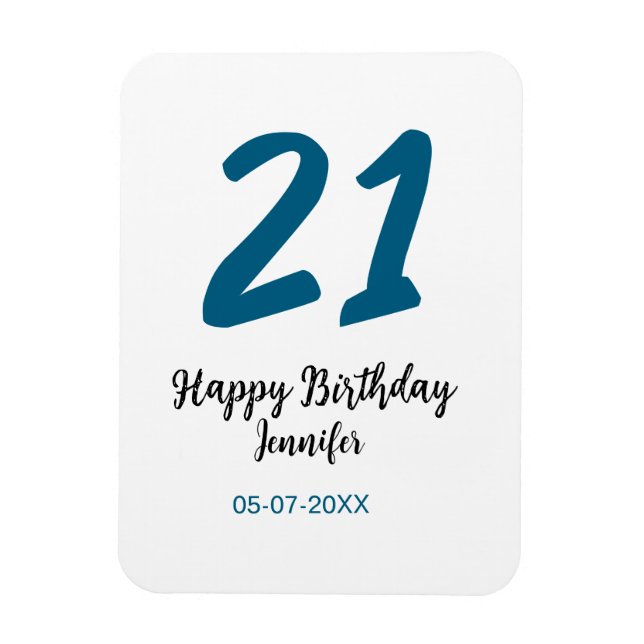 Magnet Flexible 21 ans audacieux lettre bleue simple minimum (Vertical)