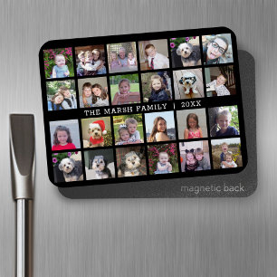 Magnet Flexible 24 Photo Collage avec nom de famille Date - noir