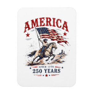 Magnet Flexible 250 Ans d'Amérique 1776 2026 Cowboy Patriotique