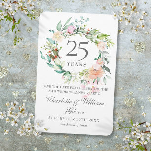 Magnet Flexible 25 ans Roses d'anniversaire de mariage Fleurs Sauv
