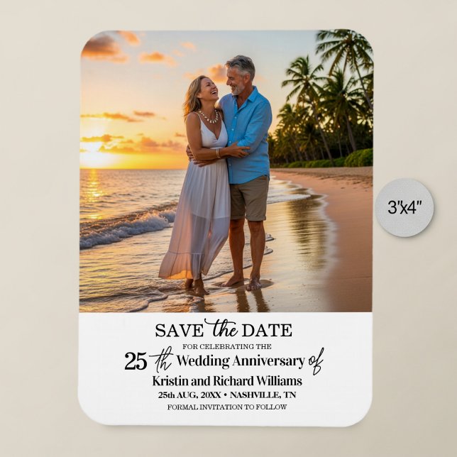 Magnet Flexible 25th Wedding Anniversary Save the Date Photo (Créateur téléchargé)