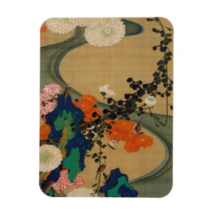 Magnet Flexible 29. 菊 花 流 水 図, 冲 Chrysanthemum & Stream, Jakuchu, 