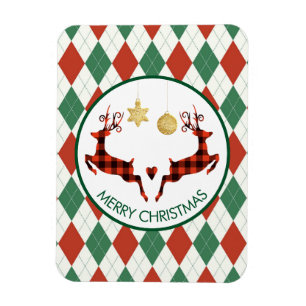 Magnet Flexible 2 cerfs de Noël saut de style rustique
