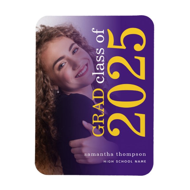 Magnet Flexible 2 photo Yellow Purple 2023 Faire-part d'études (Vertical)