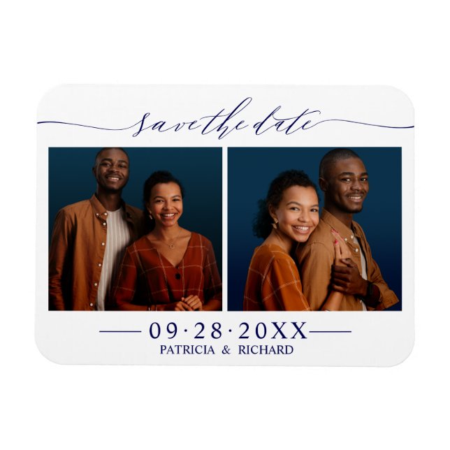 Magnet Flexible 2 Photos Mariage Enregistrer La Date (Horizontal)