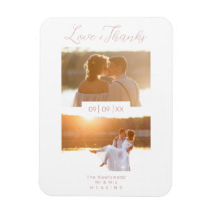 Magnet Flexible 2 Photos Moderne Collage Mariage Script