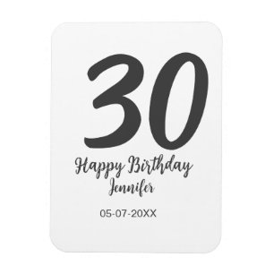 Magnet Flexible 30e anniversaire ajouter nom date année noir modèl