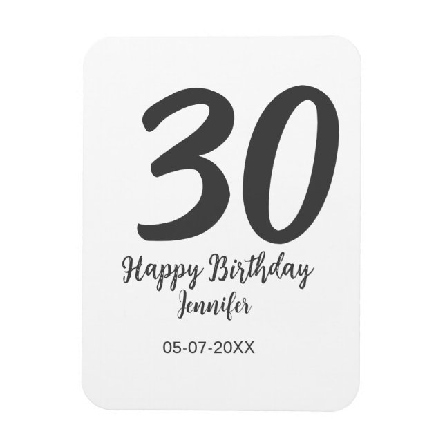 Magnet Flexible 30e anniversaire ajouter nom date année noir modèl (Vertical)