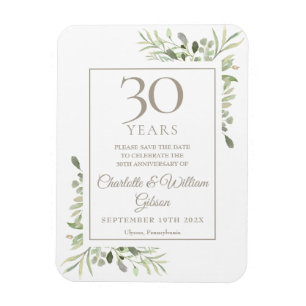 Magnet Flexible 30e Anniversaire de Mariage Enregistrez la Date de