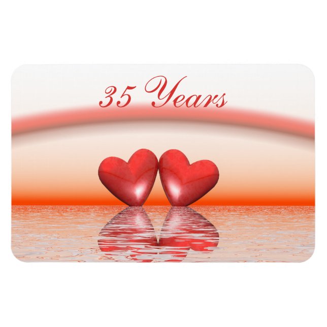 Magnet Flexible 35th Anniversary Coral Hearts (Horizontal)