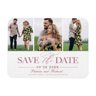 Magnet Flexible 3 Photo Collage Mariage Enregistrez la Date Modern