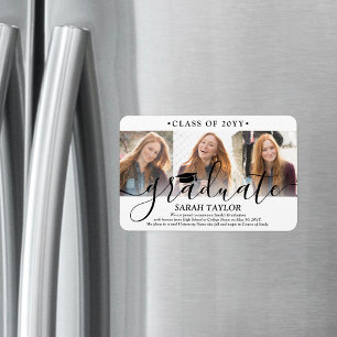 Magnet Flexible 3 Photo Collage Moderne Faire-part de graduation
