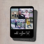 Magnet Flexible 3 Photo Collage with Script Text - black white<br><div class="desc">A fun way to capture memories and share them with friends. Add a horizontal photo,  2 square photos and your favorite caption to make a cool gift for friends.</div>