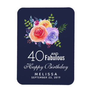 Magnet Flexible 40 et texte fabuleux - Aquarelle Floral Anniversai