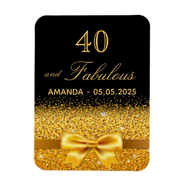 Magnet Flexible 40 fabuleux anniversaire noir or sauvegarde de la  (Vertical)