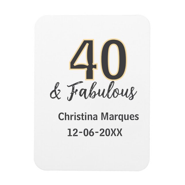 Magnet Flexible 40 & merveilleux gris jaune calligraphie d'anniver (Vertical)