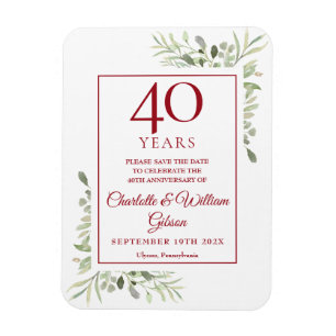 Magnet Flexible 40e anniversaire de mariage, carte de sauvegarde d